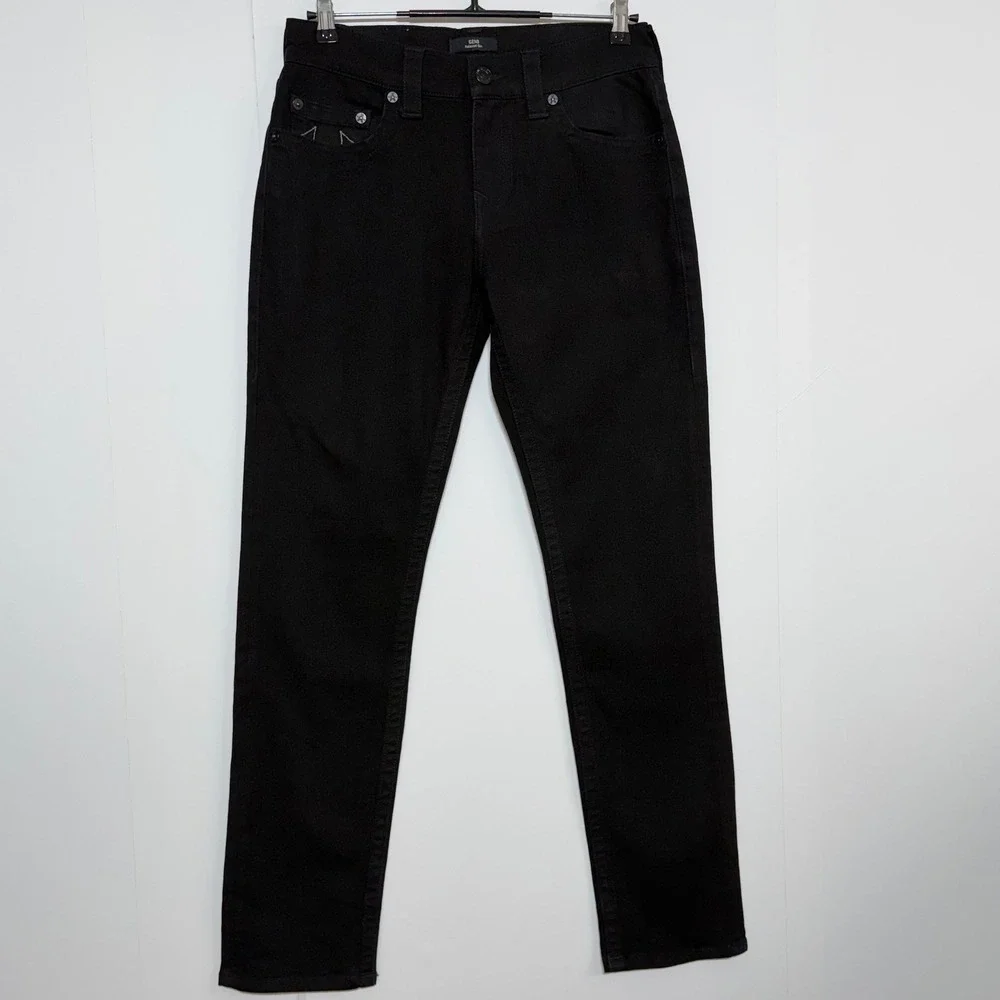 True Religion Jeans Mens 29x32 Black Denim Geno Relaxed Slim